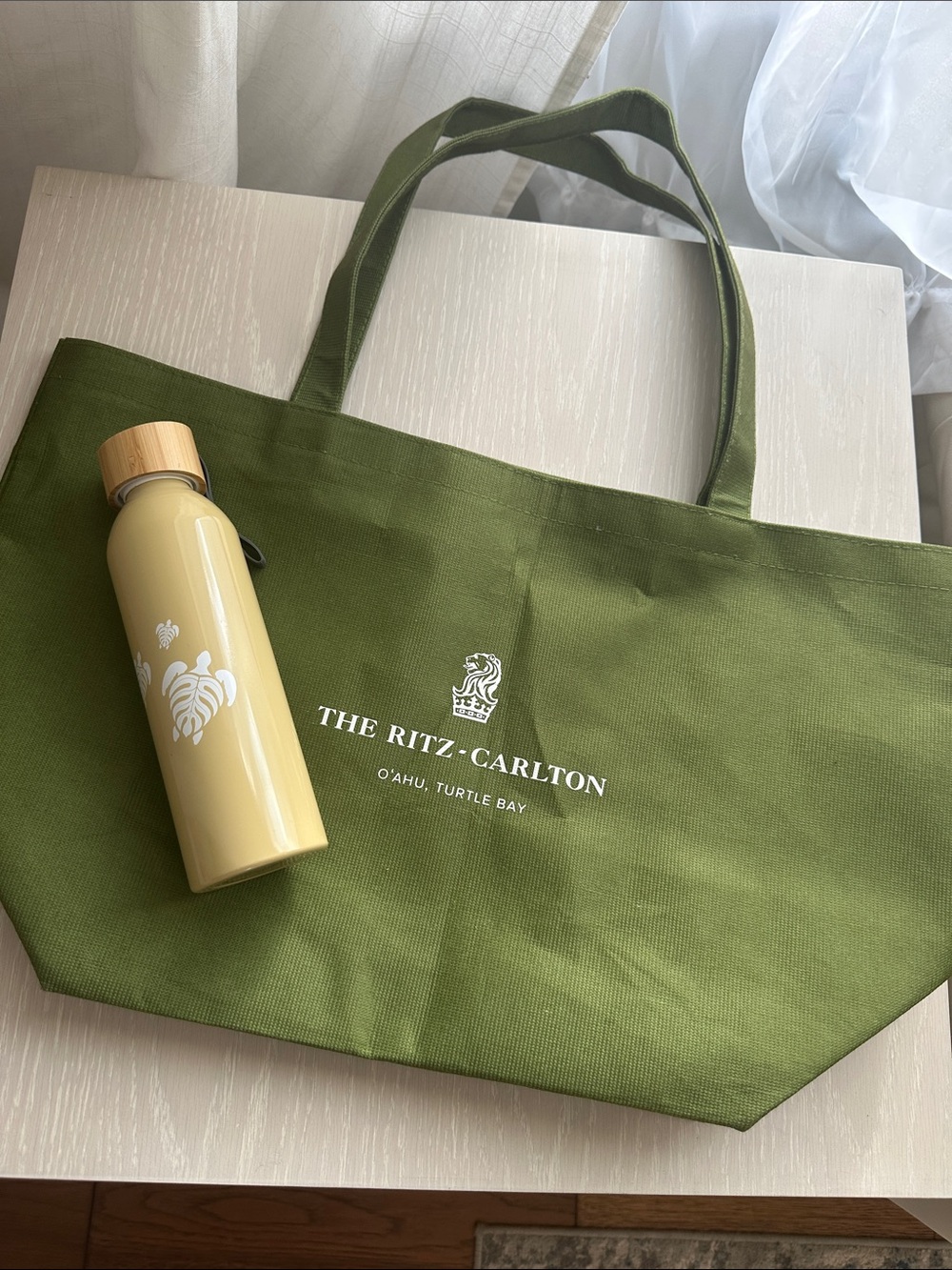 The Ritz-Carlton Olive Green Logo Tote and Bottle - New